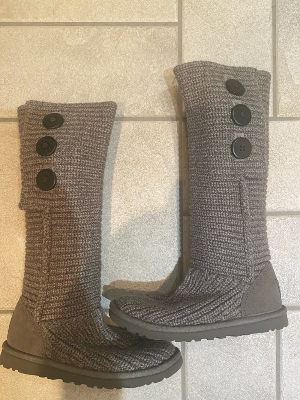 UGG Gray Knit Button-Accent Tall Boot
SIZE 6
